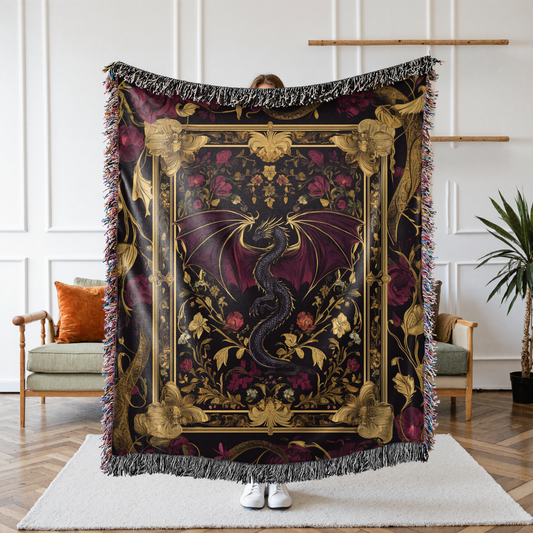 Medieval Dragon Blanket, Purple