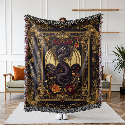 Medieval Dragon Blanket, Gold