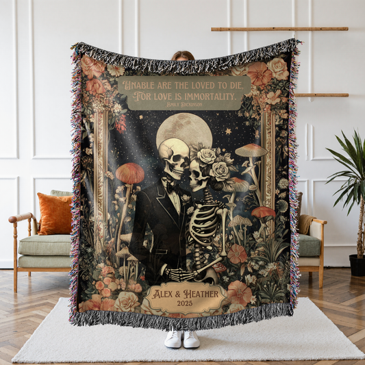 Bride And Groom Skeleton Couple Blanket